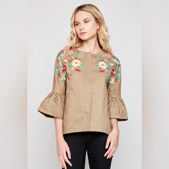 Jackets & Blazers - Womens Flower Embroidered Jacket